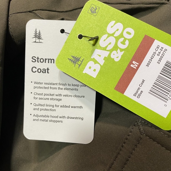 GH Bass & Co Men’s Storm Coat Olive Green Size M Waterproof Jacket with Pockets - Picture 5 of 9